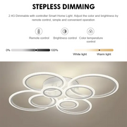LED chandelier with remote control BETTY 127W, 8 Circles, Cold/Warm/Neutral light, Dimmable, White LED chandelier with remote control Default Title Alessandro Design