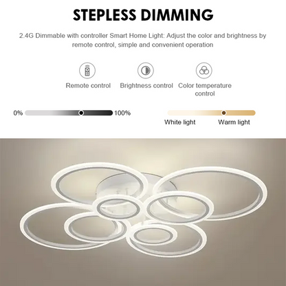 LED chandelier with remote control BETTY 127W, 8 Circles, Cold/Warm/Neutral light, Dimmable, White LED chandelier with remote control Default Title Alessandro Design