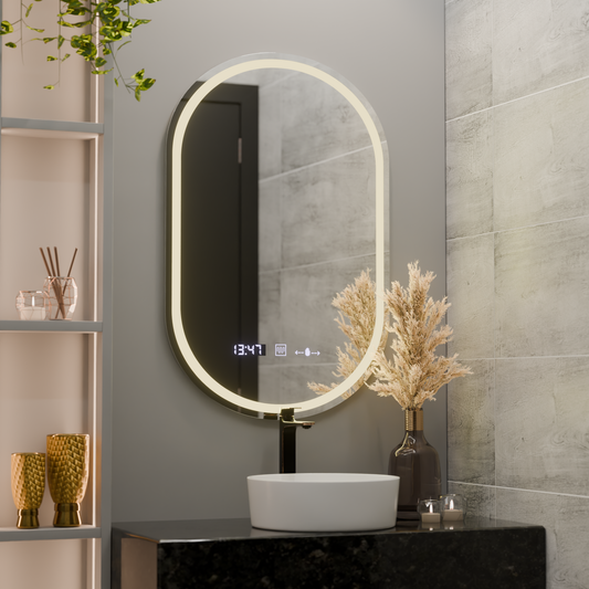 Oval LED Mirror, 60x80cm, Eminence MotionGlow Marcello, De-fogging System, Clock & Thermometer, Dimable Mirrors Marcello Default Title Alessandro Design