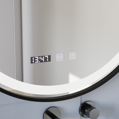 LED Touch Mirror NOVARA De-fogging System, Clock and Temperature 50 cm Black Frame Brushed Mirrors Korman S Default Title Alessandro Design