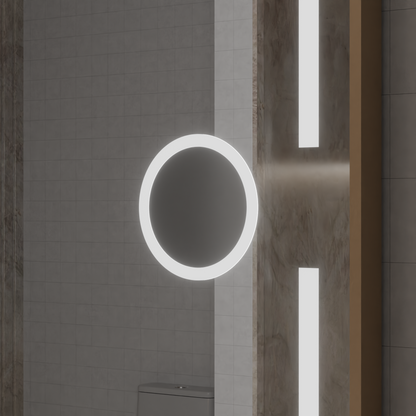 LED mirror MotionGlow Sofia sensor with defog function Thermometer Clock 110x65 cm Warm/Cold/Neutral Light Dimmable, Rose Gold Frame, Marcello Funghi Collection Marcello Mirrors Default Title Alessandro Design