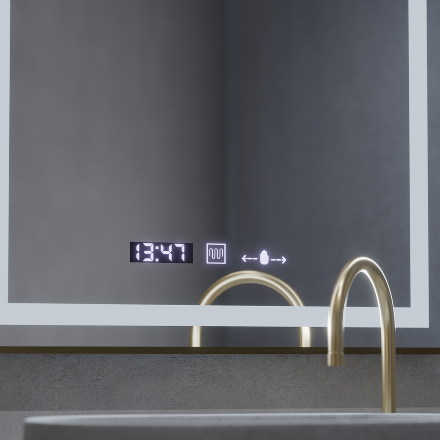 Rectangular LED Mirror, 60x80cm, Verite Royale Gold MotionGlow Marcello, De-fogging System, Clock & Thermometer, Dimable Mirrors Marcello Default Title Alessandro Design