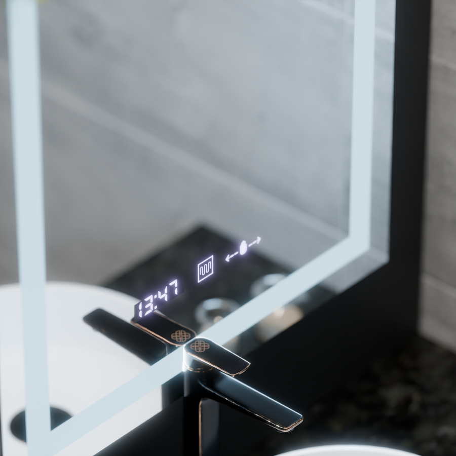 Rectangular LED mirror, 75x90cm, Verite MotionGlow Marcello, Demister System, Clock & Thermometer, Dimable Mirrors Marcello Default Title Alessandro Design