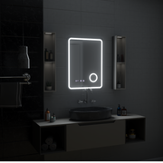 Ulrich LED Touch Mirror De-fogging System, Clock and Temperature 75x90 cm Black Frame Brushed Cosmetic Magnifier Mirrors Korman S Default Title Alessandro Design