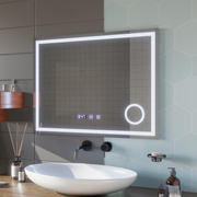 LED Touch Mirror NIVERA De-fogging System, Clock and Temperature 80x60 cm Cosmetic Magnifier Mirrors Korman S Default Title Alessandro Design