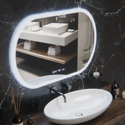 Oval LED Mirror, 80x50cm, Altera Marcello MotionGlow Sensor, De-fogging System, Clock & Thermometer, Dimable Marcello Mirrors Default Title Alessandro Design