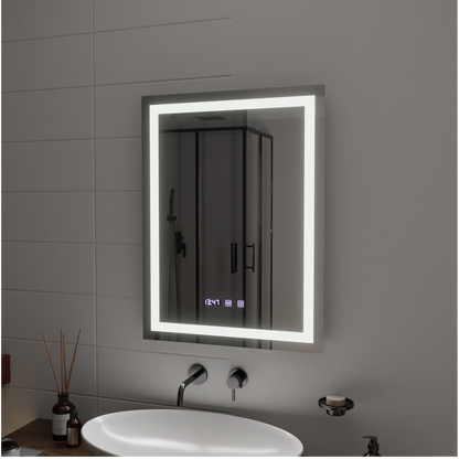MODENA LED Touch Mirror De-fogging System, Clock and Temperature 60x80 cm Korman S Mirrors Default Title Alessandro Design
