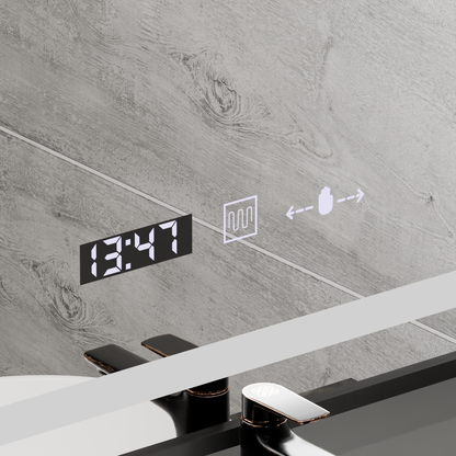 Rectangular LED Mirror, 50x70cm, Verite Majeste Noir Motion Glow Marcello, De-fogging System, Clock & Thermometer, Dimable Mirrors Marcello Default Title Alessandro Design