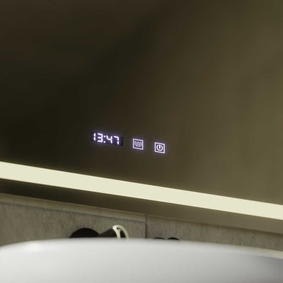 LED Touch MODENA Mirror De-fogging System, Clock and Temperature 80x60 cm Mirrors Korman S Default Title Alessandro Design