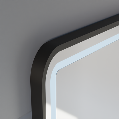 Mirror LED Touch LUCIDA Defogging System, Clock and Temperature 60x80 cm Frame Black Brushed Mirrors Korman S Default Title Alessandro Design