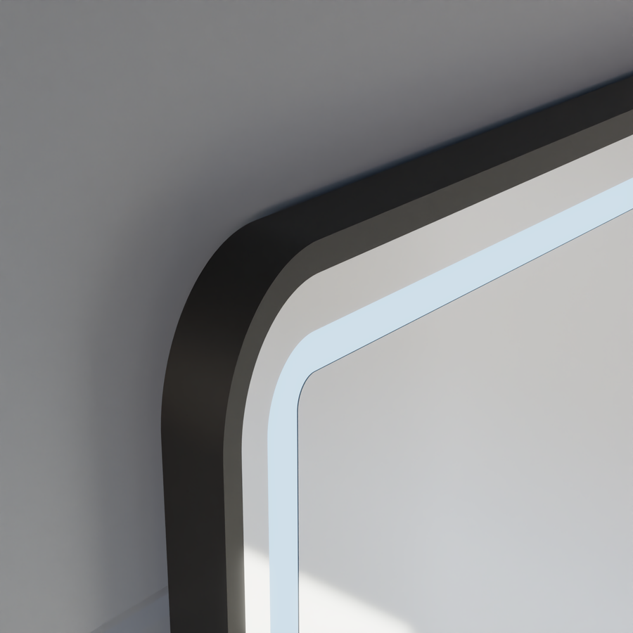 Mirror LED Touch LUCIDA Defogging System, Clock and Temperature 60x80 cm Frame Black Brushed Mirrors Korman S Default Title Alessandro Design