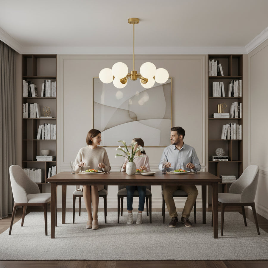 Chandelier LC801/6GD, 6x E27, White Gold, Metal Modern Chandeliers Default Title Alessandro Design