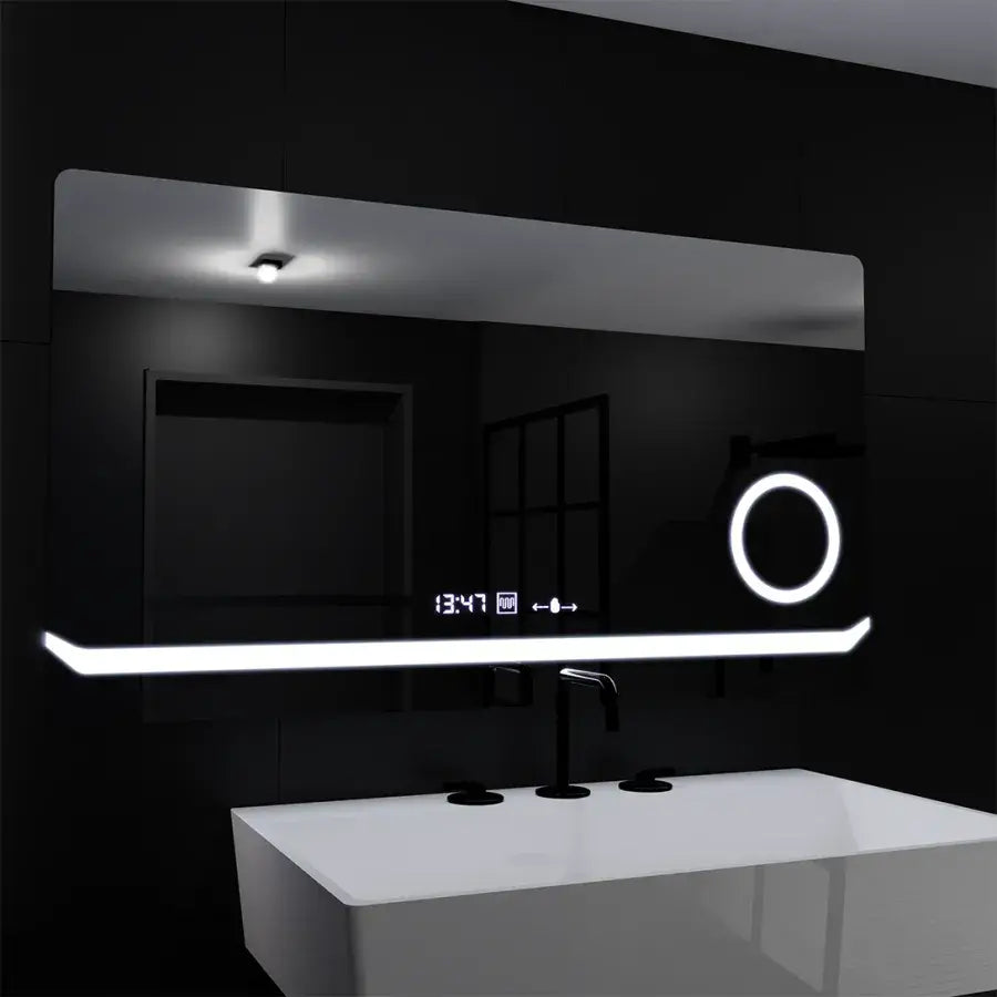 Rectangular LED Mirror, 80x60cm, Definition MotionGlow Marcello, De-fogging System, Clock & Thermometer, Cosmetic Magnifier, Dimable Mirrors Marcello Default Title Alessandro Design