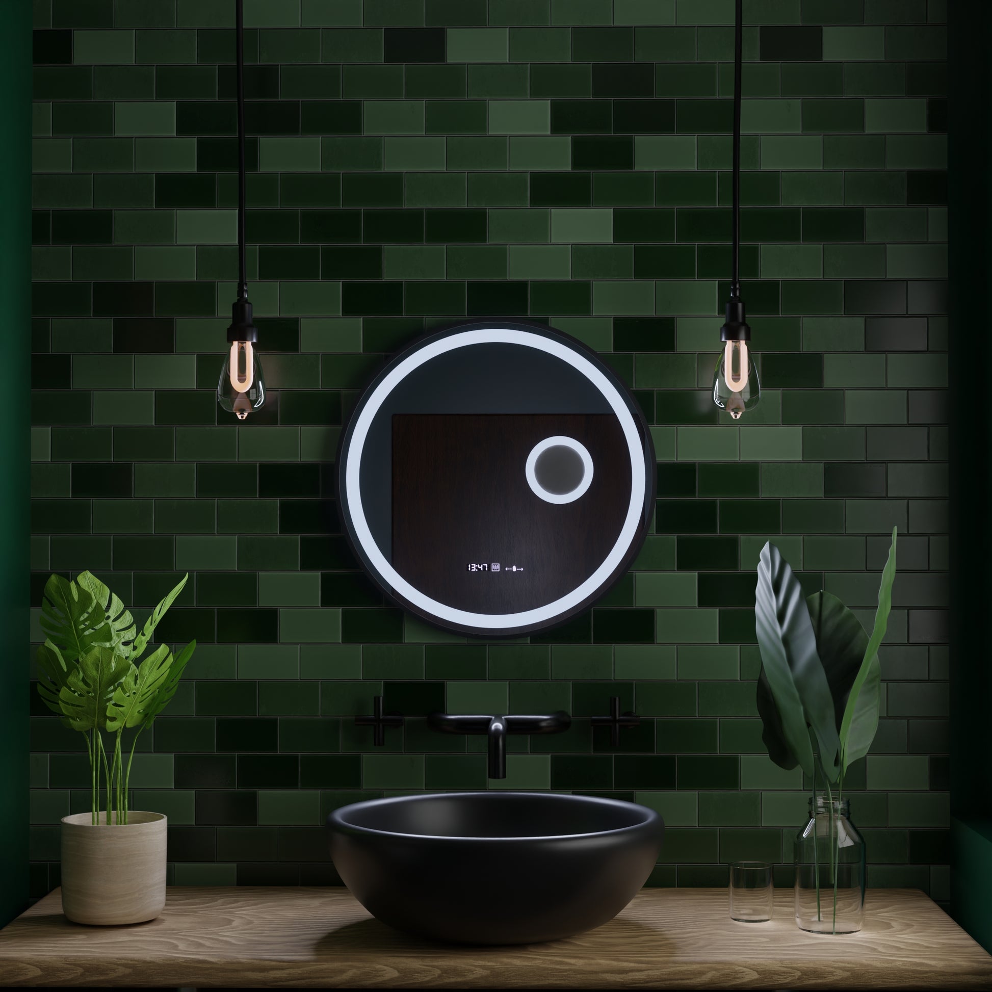LED Round Mirror, 11W, 60cm, Micah Marcello MotionGlow Sensor, Demister System, Clock & Thermometer, Cosmetic Magnifier, Dimable Marcello Mirrors Default Title Alessandro Design
