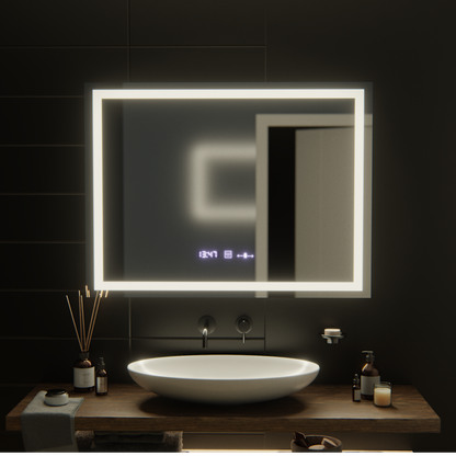 Rectangular LED Mirror, 100x75cm, Verite MotionGlow Marcello, De-fogging System, Clock & Thermometer, Dimable Marcello Mirrors Default Title Alessandro Design