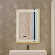 Mirror LED Touch Bruno Demister System, Clock and Temperature 60x80 cm Brushed Gold Frame, S84/60X80 Mirrors Korman S Default Title Alessandro Design