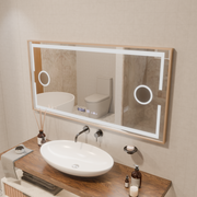 LED mirror MotionGlow Sofia sensor with defog function Thermometer Clock 110x65 cm Warm/Cold/Neutral Light Dimmable, Rose Gold Frame, Marcello Funghi Collection Marcello Mirrors Default Title Alessandro Design