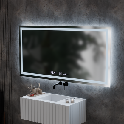 Rectangular LED mirror, 120x60cm, Verite MotionGlow Marcello, Demisting System, Clock & Thermometer, Dimable Mirrors Marcello Default Title Alessandro Design