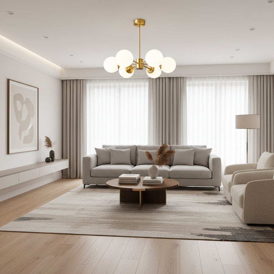 Chandelier LC801/6GD, 6x E27, White Gold, Metal Modern Chandeliers Default Title Alessandro Design