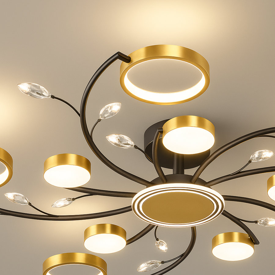 Lustra LED cu Telecomnda KARINA, 68W, 10 Elemente, Lumina Calda/Rece/Neutra, Dimabila, Auriu Lustre LED cu Telecomanda Default Title Alessandro Design
