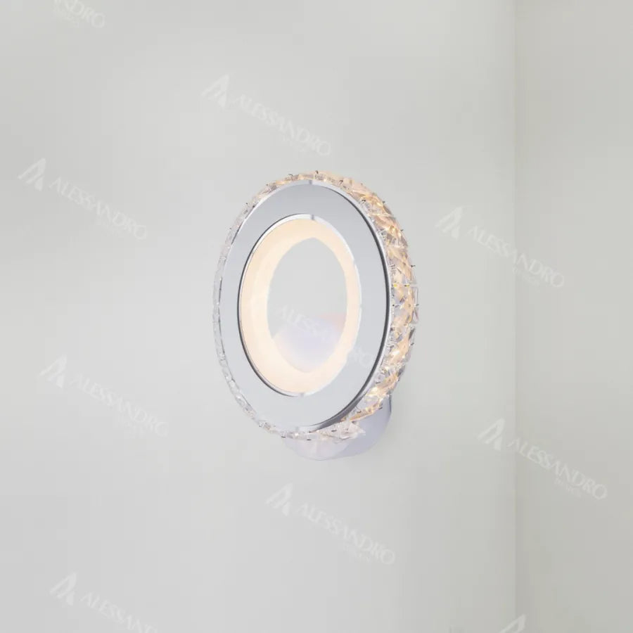 Borandis LED wall light 16W, White with Chrome, Acrylic and Crystal, Cold/Warm/Neutral Light Indoor wall lights Default Title Alessandro Design