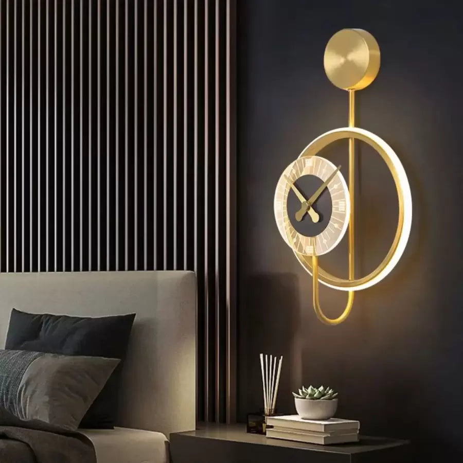 Bridger LED wall light 18W Integrated clock Gold Black Outdoor wall lights Default Title Alessandro Design