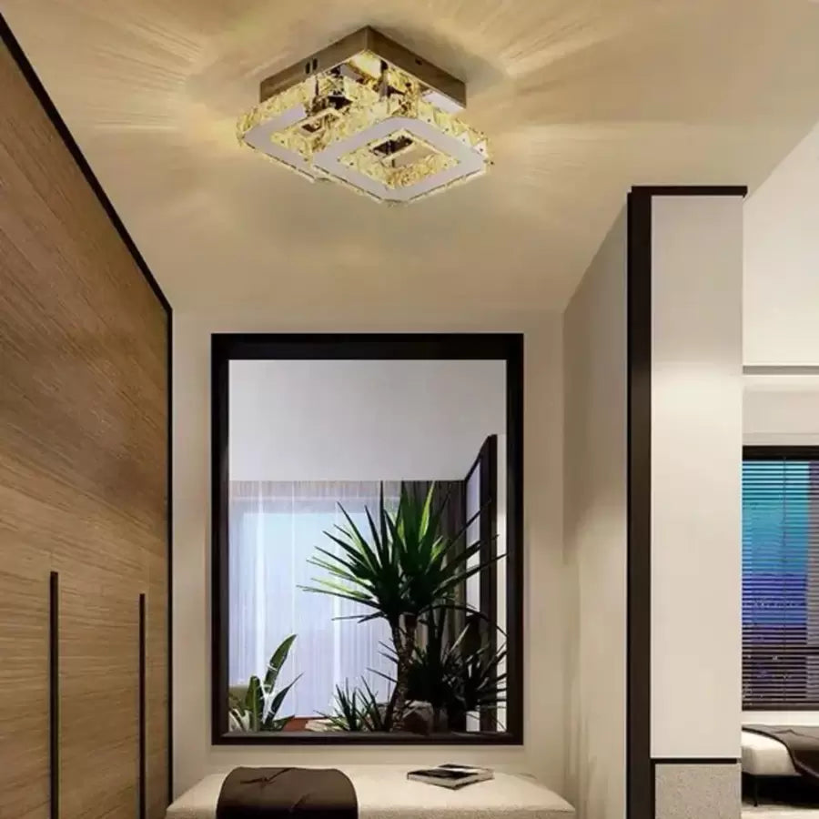 Crystal LED chandelier JEREMIAH 48W, 2 Squares, Cold/Warm/Neutral light, Shiny Chrome LED Chandeliers Default Title Alessandro Design