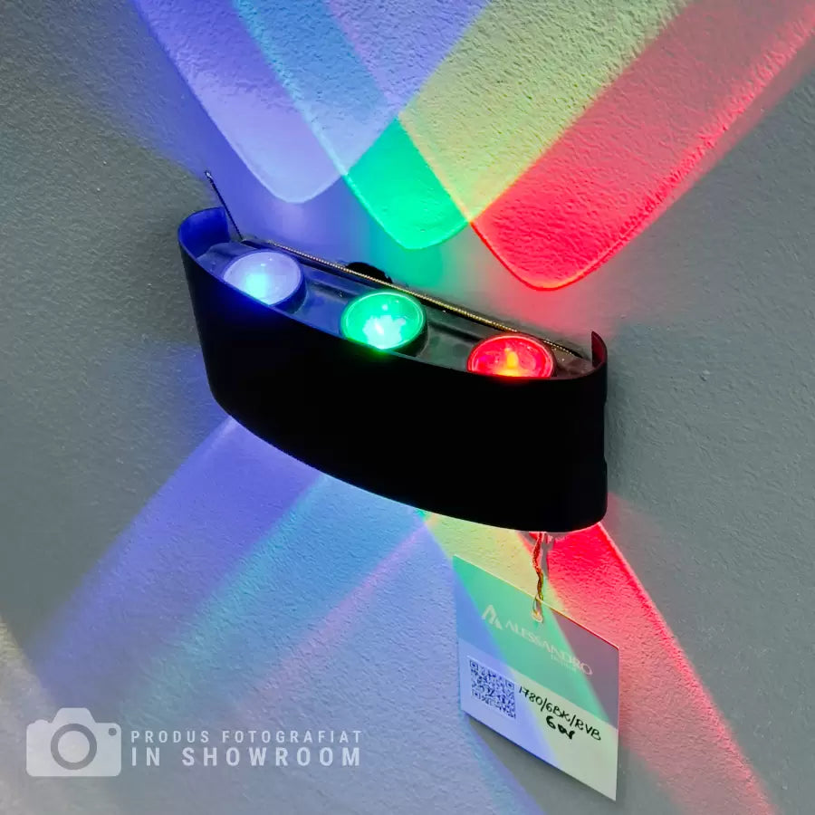 Fantas RGB Indoor/Outdoor LED wall light, 6 Sources x 1W, IP65, Black, 3000K