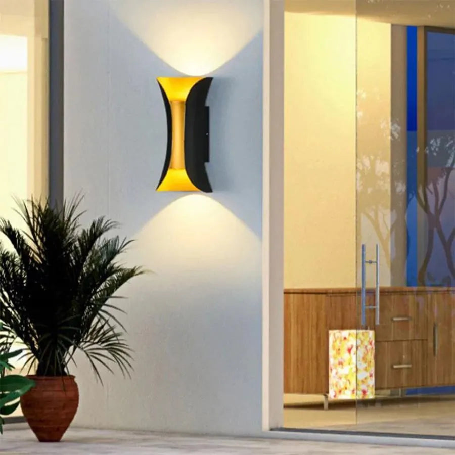 Outdoor LED wall light Pauline 2, 10W, 20x10, 3000K, Metal, Black and Gold Outdoor wall lights Default Title Alessandro Design