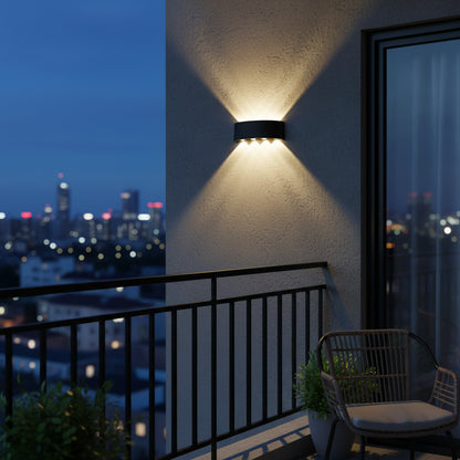 Ellis Exterior LED Wall Light, 8W, 8 Light Sources, Warm Light, Black