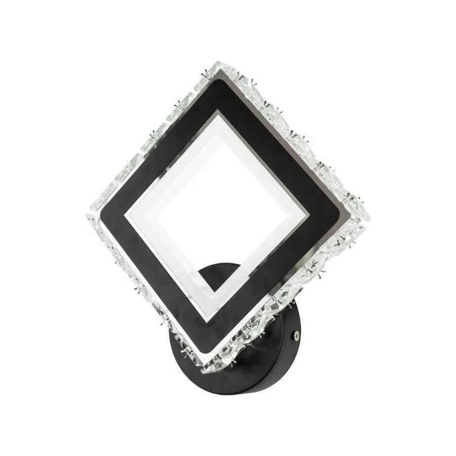 TERRANO LED Wall Light with Crystals, Square, 24W, Cold/Warm/Neutral Light, Black & Stainless Steel Indoor Wall Lights Default Title Alessandro Design