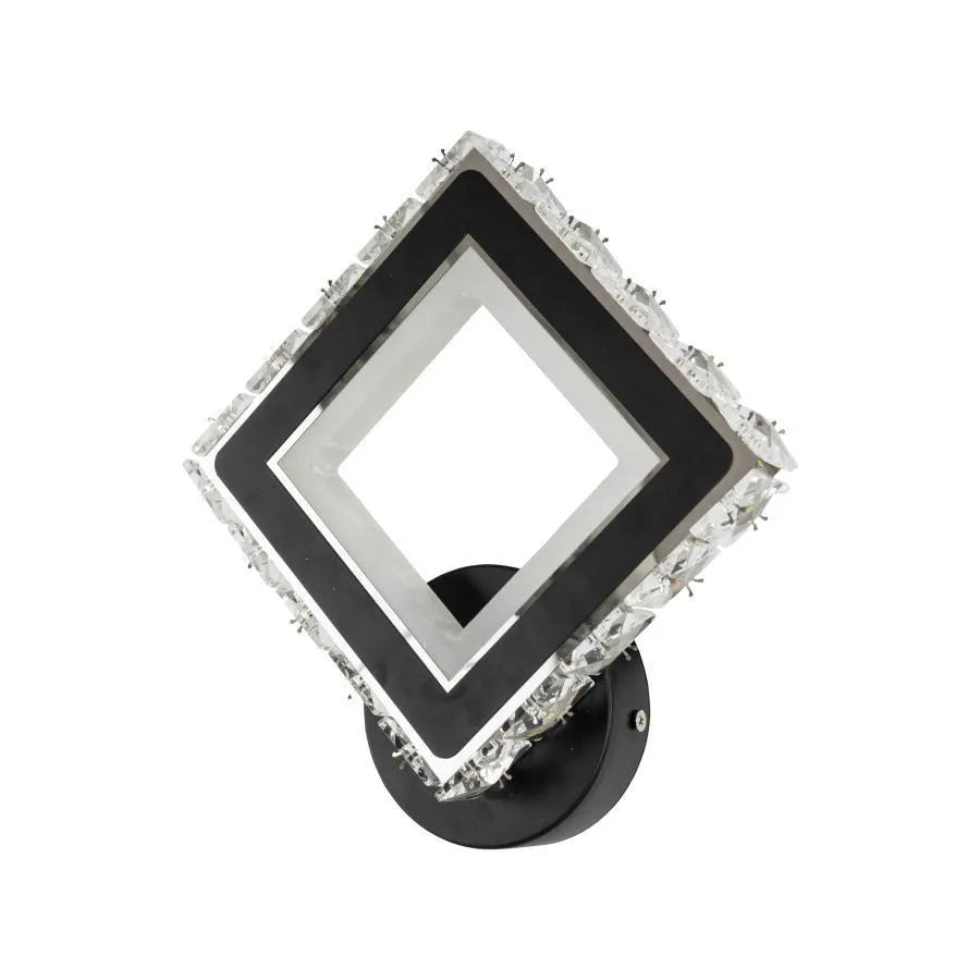 TERRANO LED Wall Light with Crystals, Square, 24W, Cold/Warm/Neutral Light, Black & Stainless Steel Indoor Wall Lights Default Title Alessandro Design