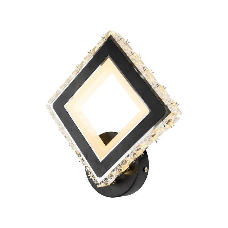 TERRANO LED Wall Light with Crystals, Square, 24W, Cold/Warm/Neutral Light, Black & Stainless Steel Indoor Wall Lights Default Title Alessandro Design