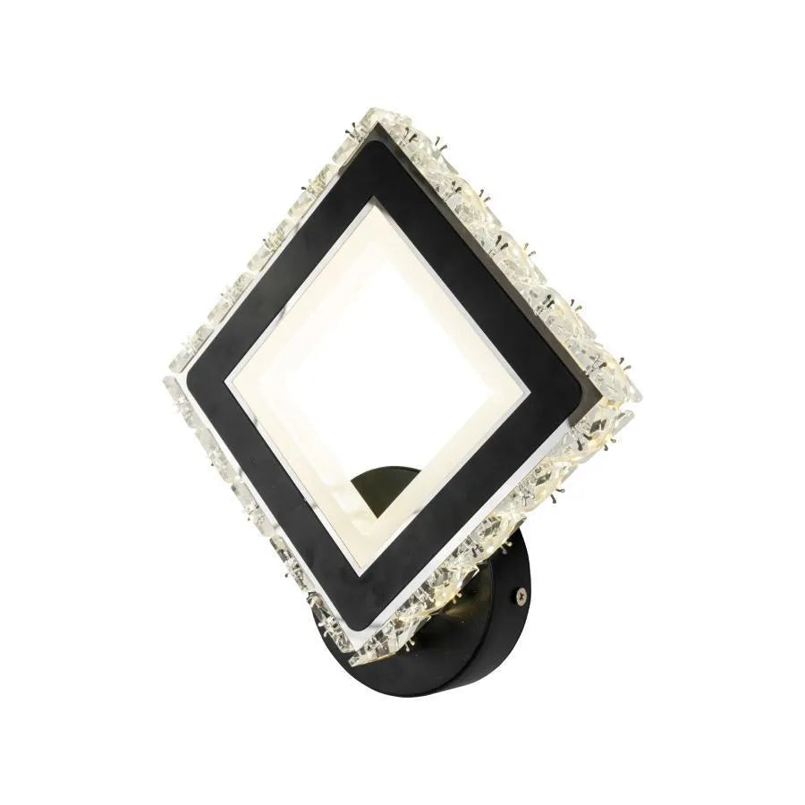 TERRANO LED Wall Light with Crystals, Square, 24W, Cold/Warm/Neutral Light, Black & Stainless Steel Indoor Wall Lights Default Title Alessandro Design