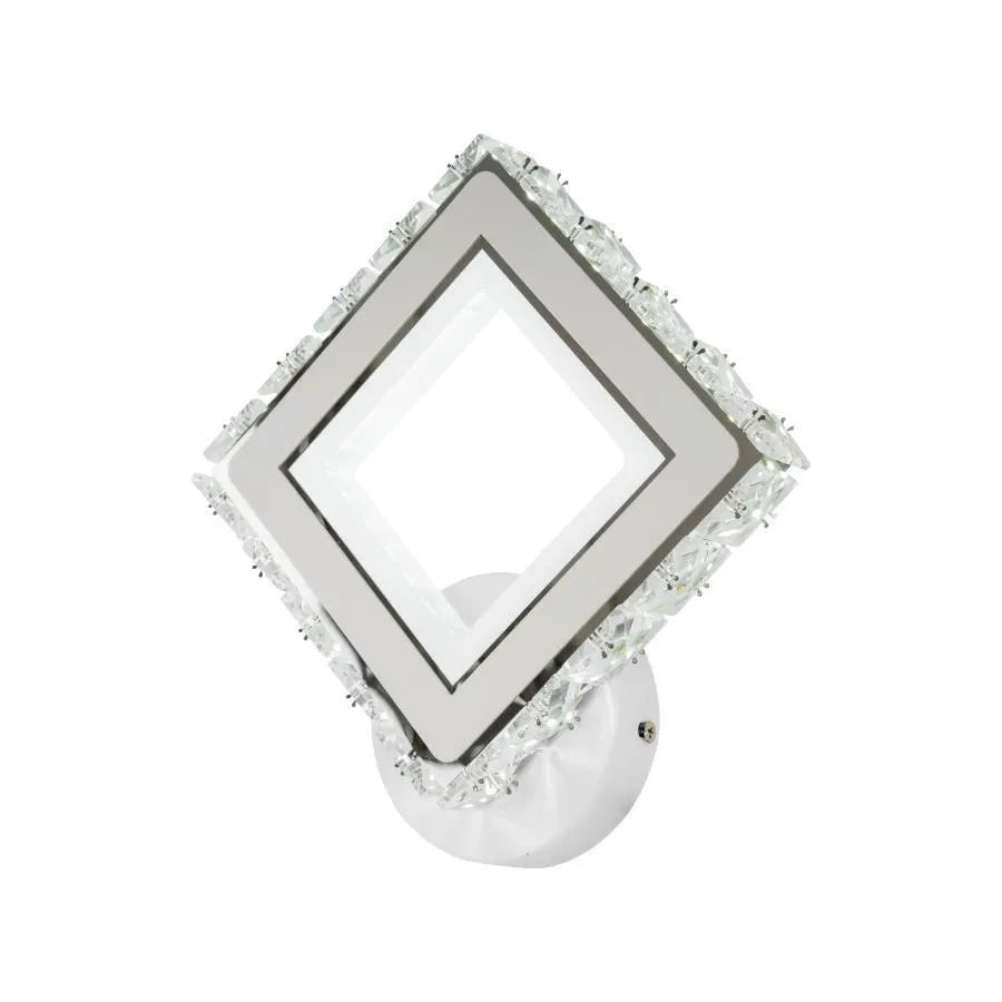 TERRANO LED Wall Light with Crystals, Square, 24W, Cold/Warm/Neutral Light, White & Stainless Steel Indoor Wall Lights Default Title Alessandro Design