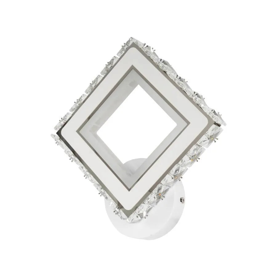 TERRANO LED Wall Light with Crystals, Square, 24W, Cold/Warm/Neutral Light, White & Stainless Steel Indoor Wall Lights Default Title Alessandro Design