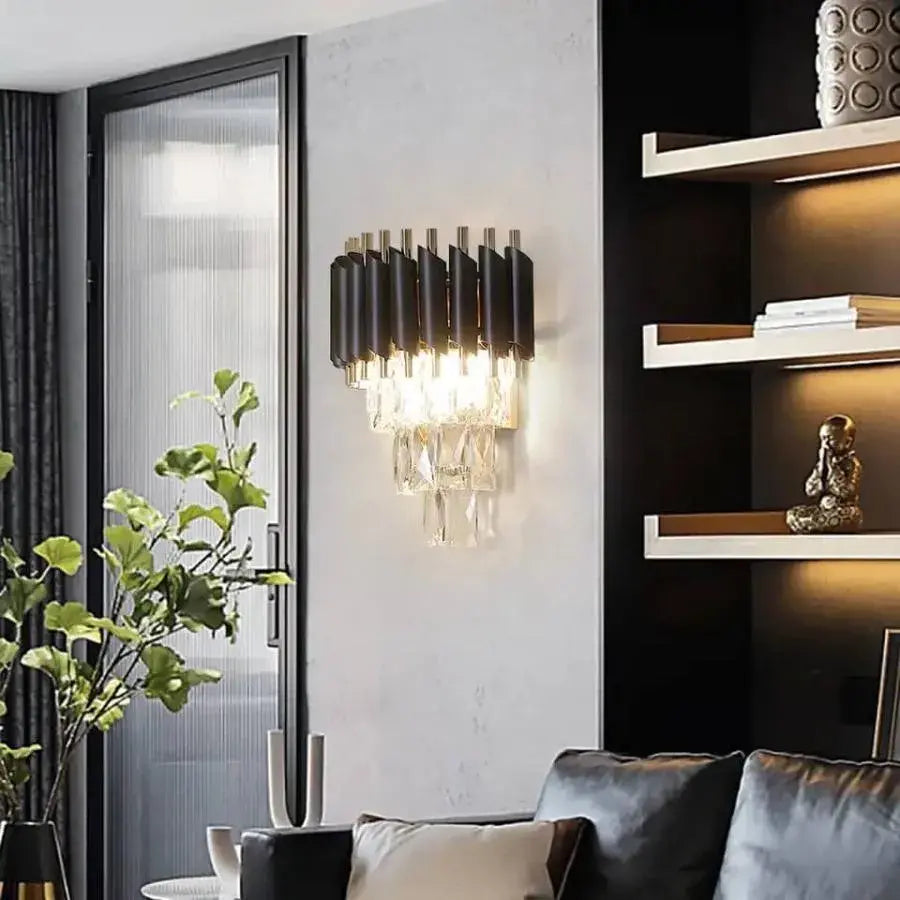 Crystal Chandelier Light VERSAILLES Piccolo, 2xE14, Black Indoor Wall Lights Default Title Alessandro Design