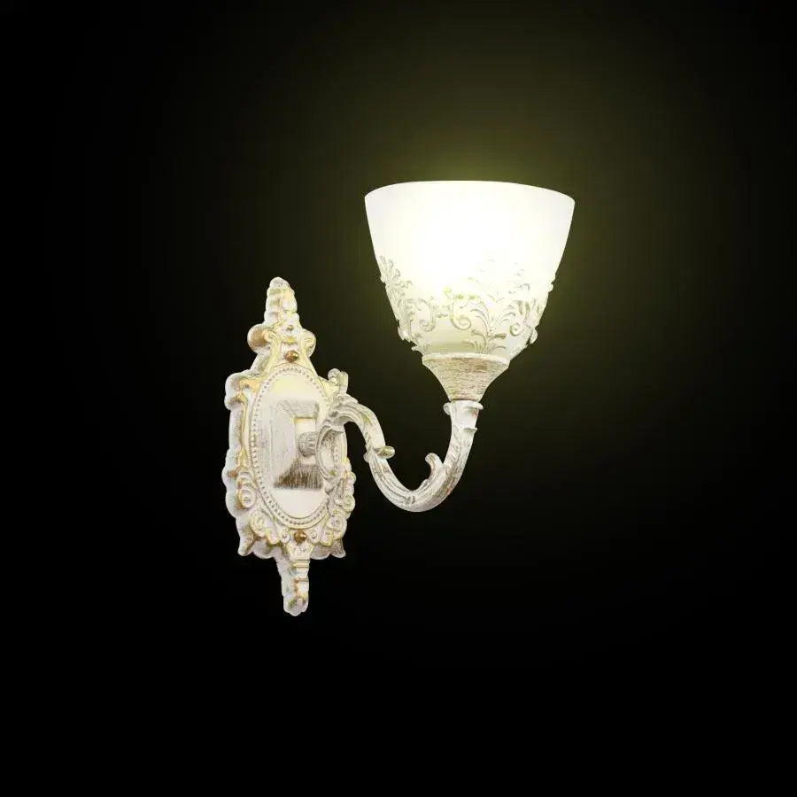 Rustic COTTAGE wall light, 1xE27, White, Metal and Glass Indoor wall lights Default Title Alessandro Design