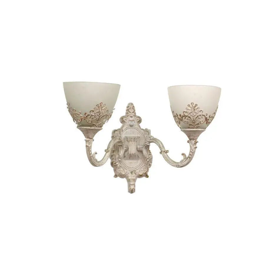 Rustic COTTAGE wall light, 2xE27, White, Metal and Glass Indoor wall lights Default Title Alessandro Design
