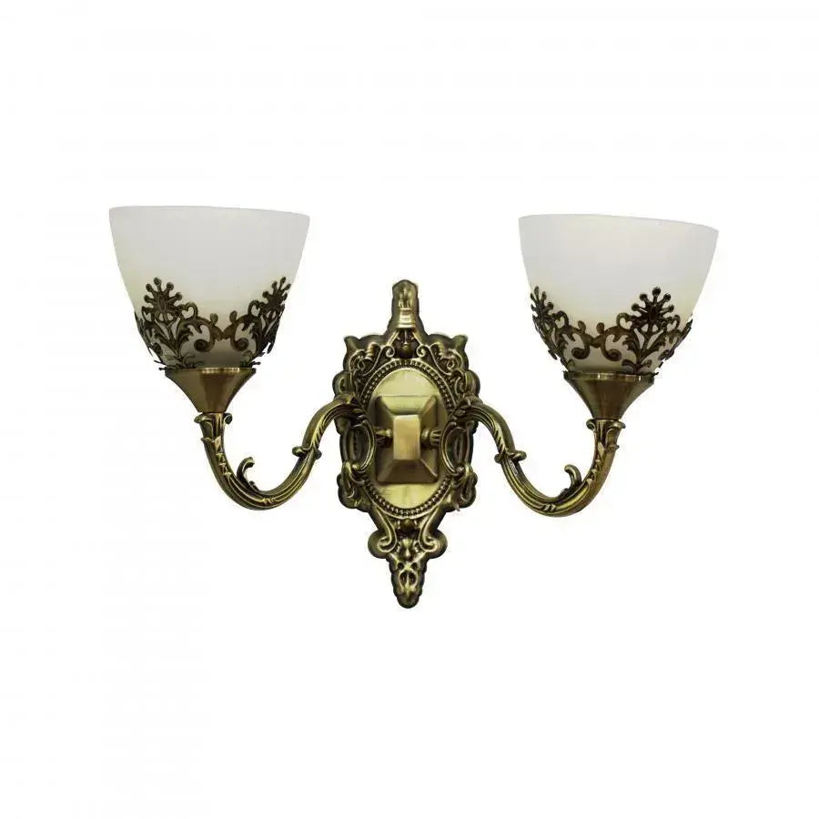 Rustic COTTAGE wall light, 2xE27, Bronze with White, Metal and Glass Indoor wall lights Default Title Alessandro Design