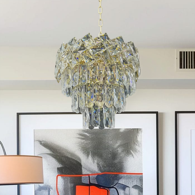 Crystal Chandelier WINDSOR Petito 3xE14, Diameter 29cm, Shiny Gold, Adjustable Height, Metal and Crystal