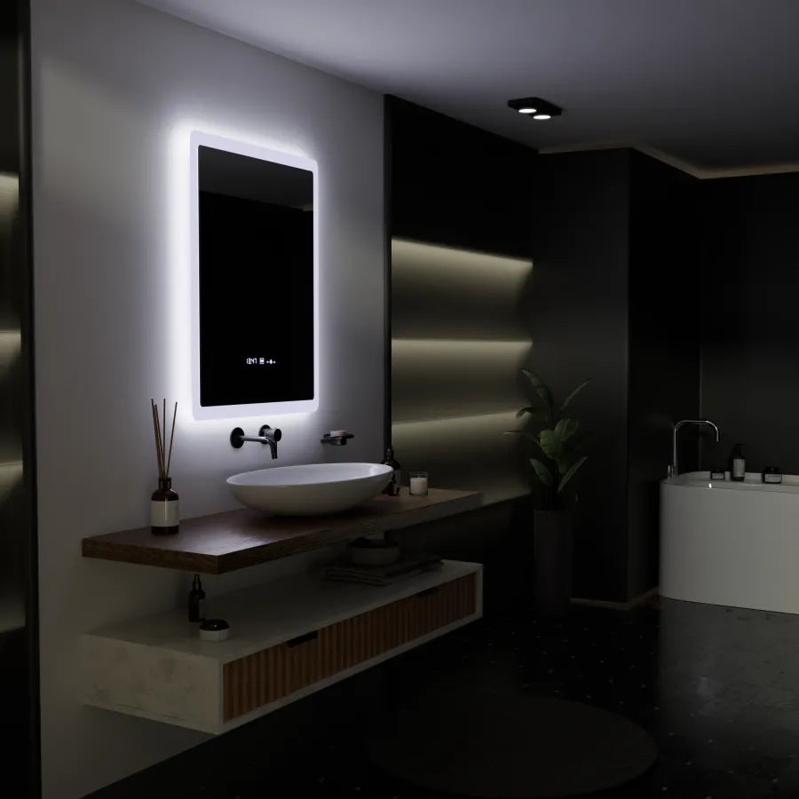 Rectangular LED mirror, 60x80cm, ELANCEE MotionGlow Marcello sensor, De-fogging system, Clock & Thermometer, Dimable Mirrors Marcello Default Title Alessandro Design