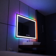 Oglinda LED Rectangulara, 100x60cm, Verite MotionGlow Marcello, Sistem Dezaburire, Ceas & Termometru, Dimabila, W09/100X60BTRGB Oglinzi Marcello Default Title Alessandro Design