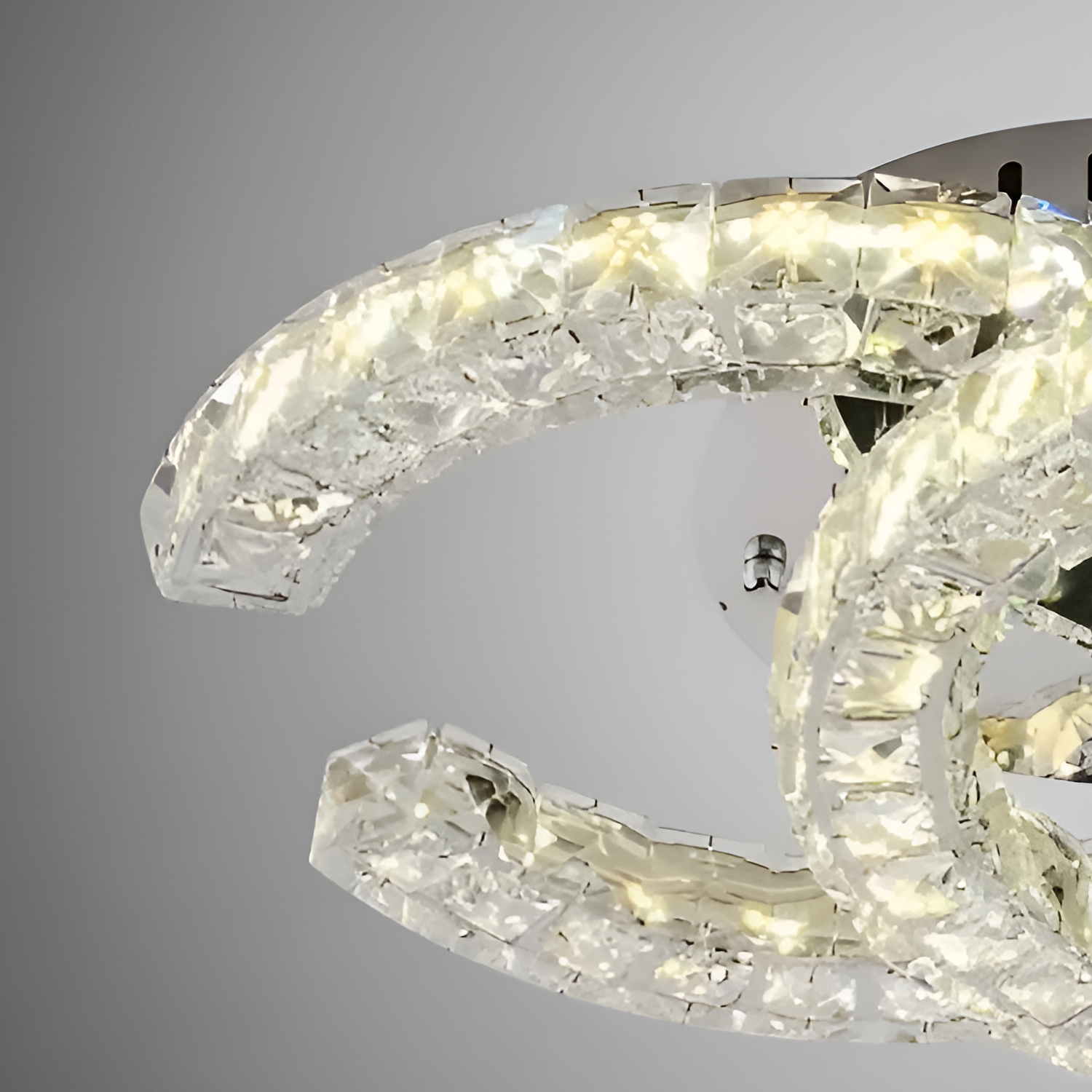 LED Chandelier with remote control and crystal SHIA 27.1W, 2 Circles, Cold/Warm/Neutral light, Dimmable, Shiny Chrome LED Chandeliers with Remote Control Default Title Alessandro Design