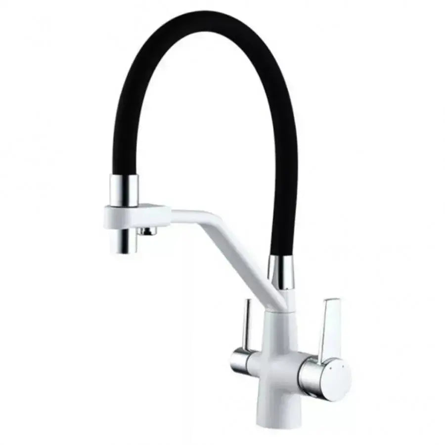 Kitchen Faucet with 3 Faucets Flexible Faucet Sanitary Brass White - Black Kitchen Faucets Default Title Alessandro Design