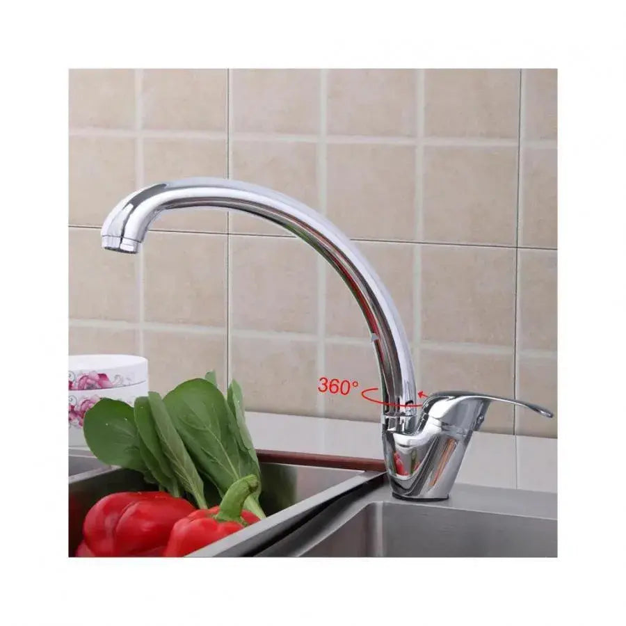 Glossy Chrome Kitchen Faucet LB00C, Pivoting Swan Faucet, Ceramic Cartridge, Complete Set with Connections and Fixing System Kitchen Faucets Default Title Alessandro Design