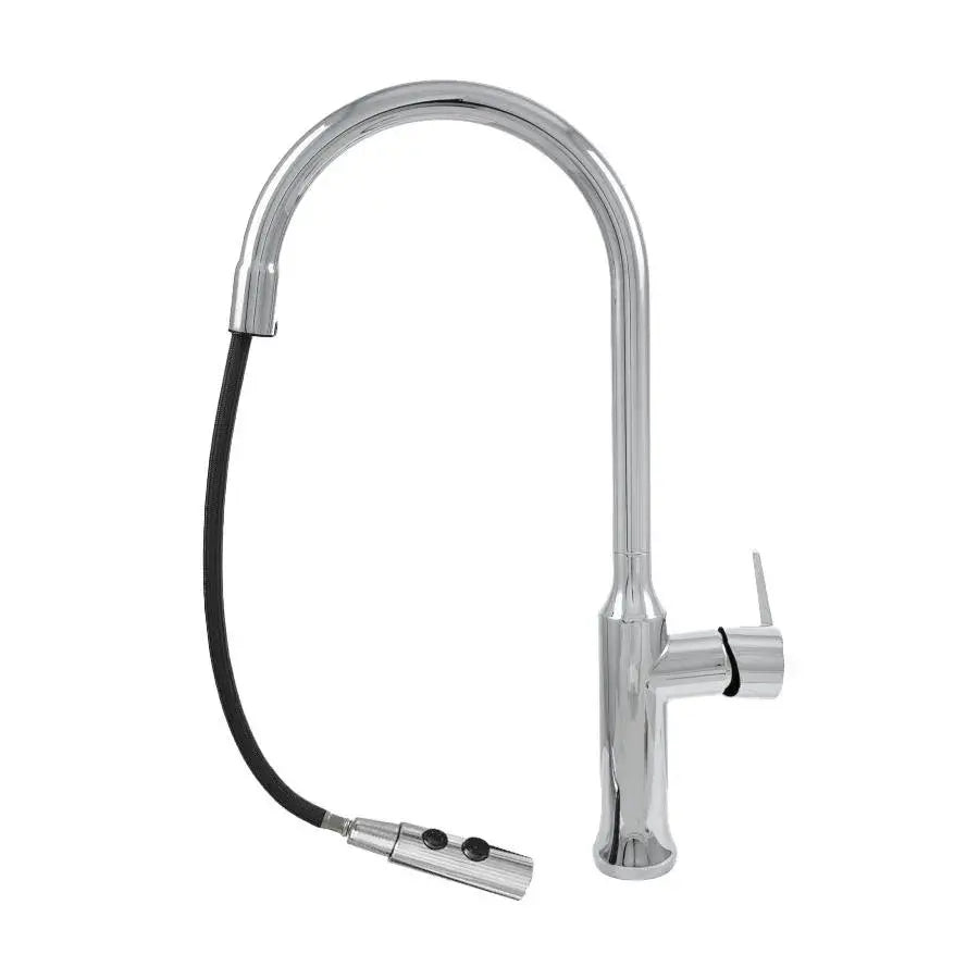 Kitchen Faucet with Extractable Shower Brass Sanitary Silver CF/1035/C Kitchen Faucets Default Title Alessandro Design