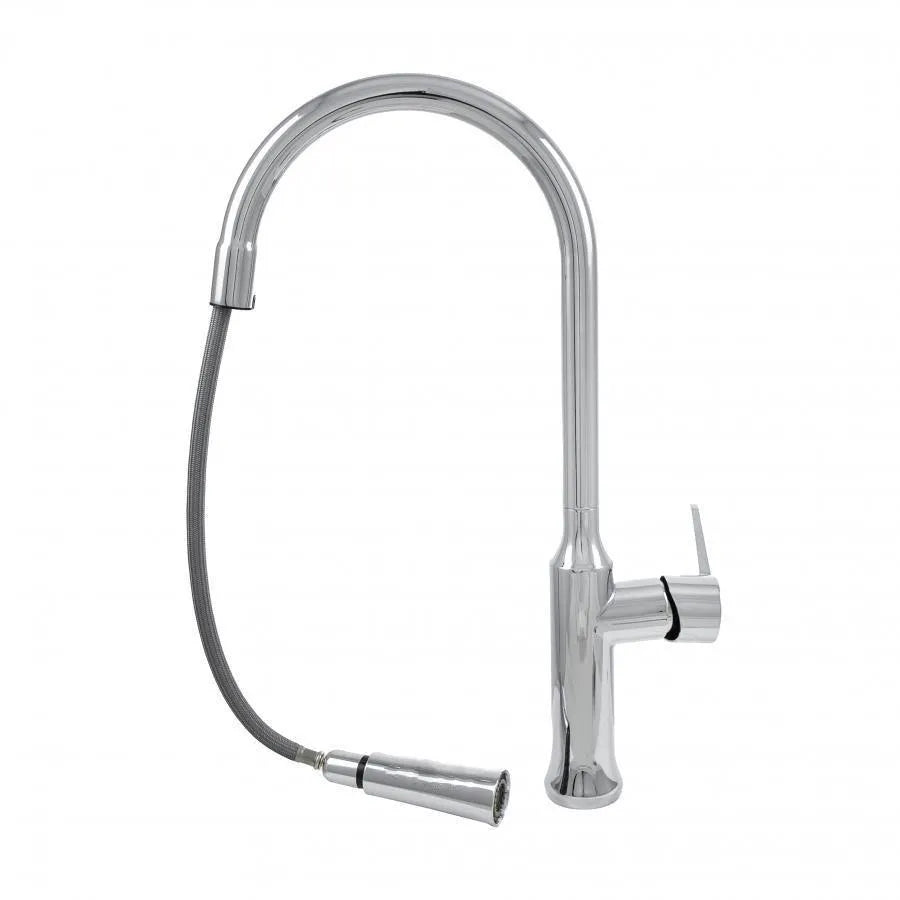 Kitchen Faucet with Extractable Shower Brass Sanitary Silver CF/1035/C1 Kitchen Faucets Default Title Alessandro Design