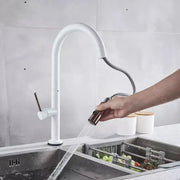 Kitchen Faucet with Extractable Shower, Sanitary Brass, White, CF/1035/A Kitchen Faucets Default Title Alessandro Design