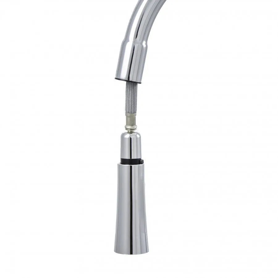 Kitchen Faucet with Extractable Shower Brass Sanitary Silver CF/1035/C1 Kitchen Faucets Default Title Alessandro Design